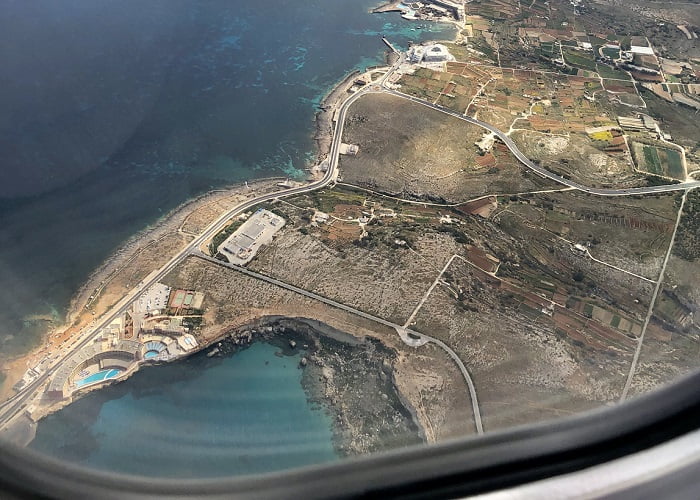 Πανοραμική φωτογραφία της Μάλτας από το αεροπλάνο