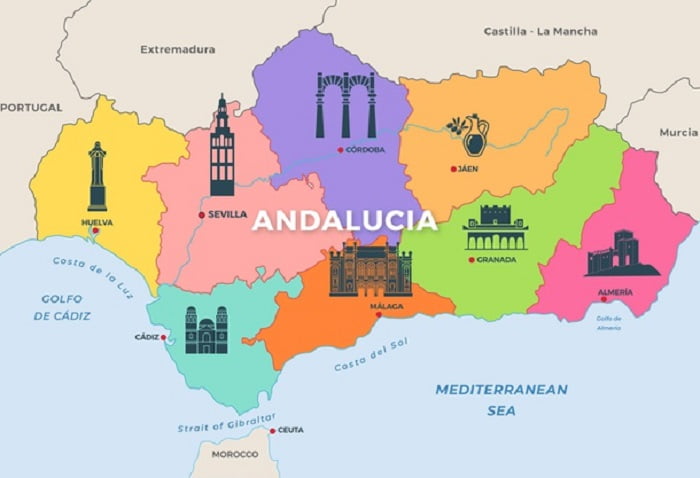 Ανδαλουσία, Χάρτης, καλύτερα αξιοθέατα