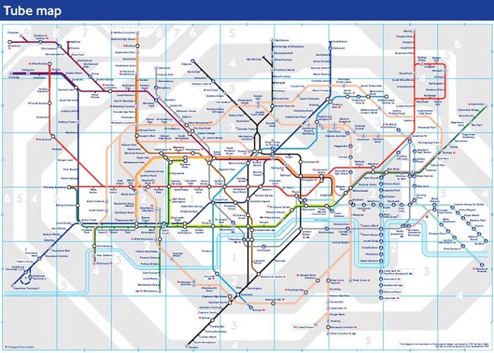 Λονδίνο μετρό: γραμμές και ζώνες